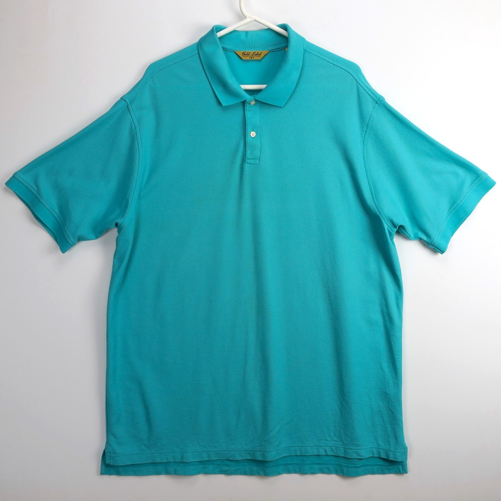 Roundtree & Yorke Polo Mens 2XLT Big Tall Aqua Golf Casual Shirt Short Sleeve